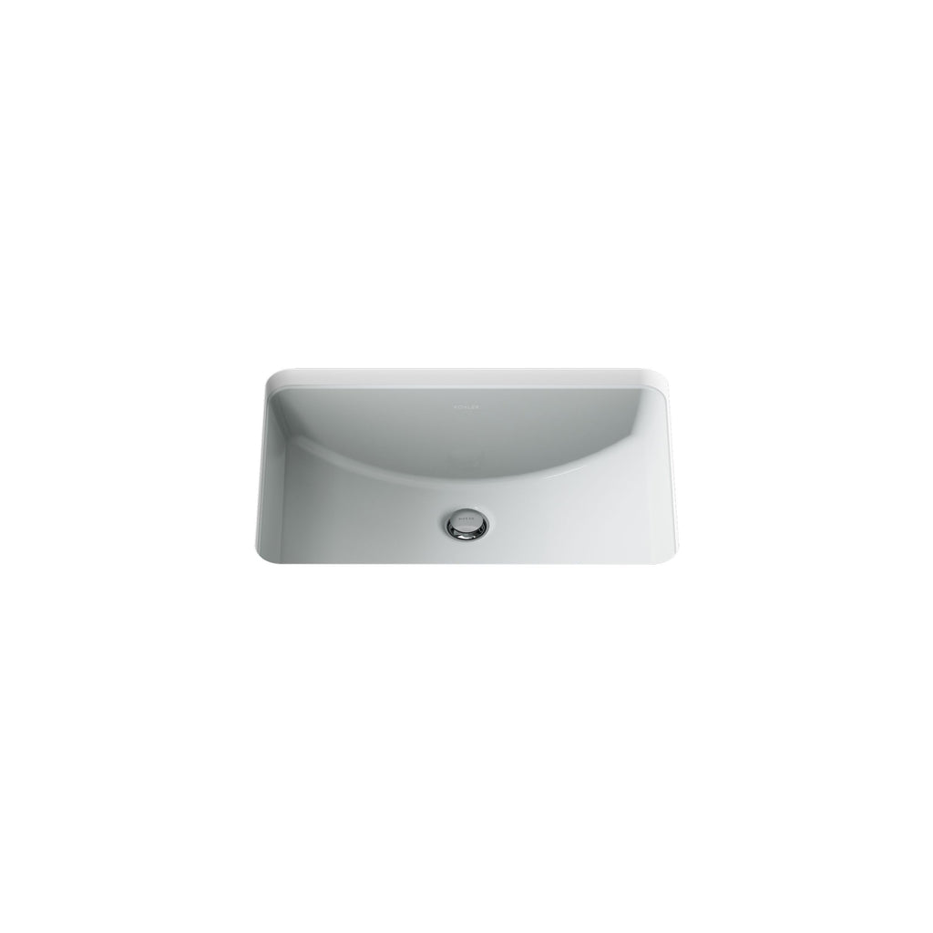 KOHLER 2214-0 Ladena Rectangular Undermount Bathroom Sink With Curved Bottom, 20-7/8" W X 14-3/8" L, White