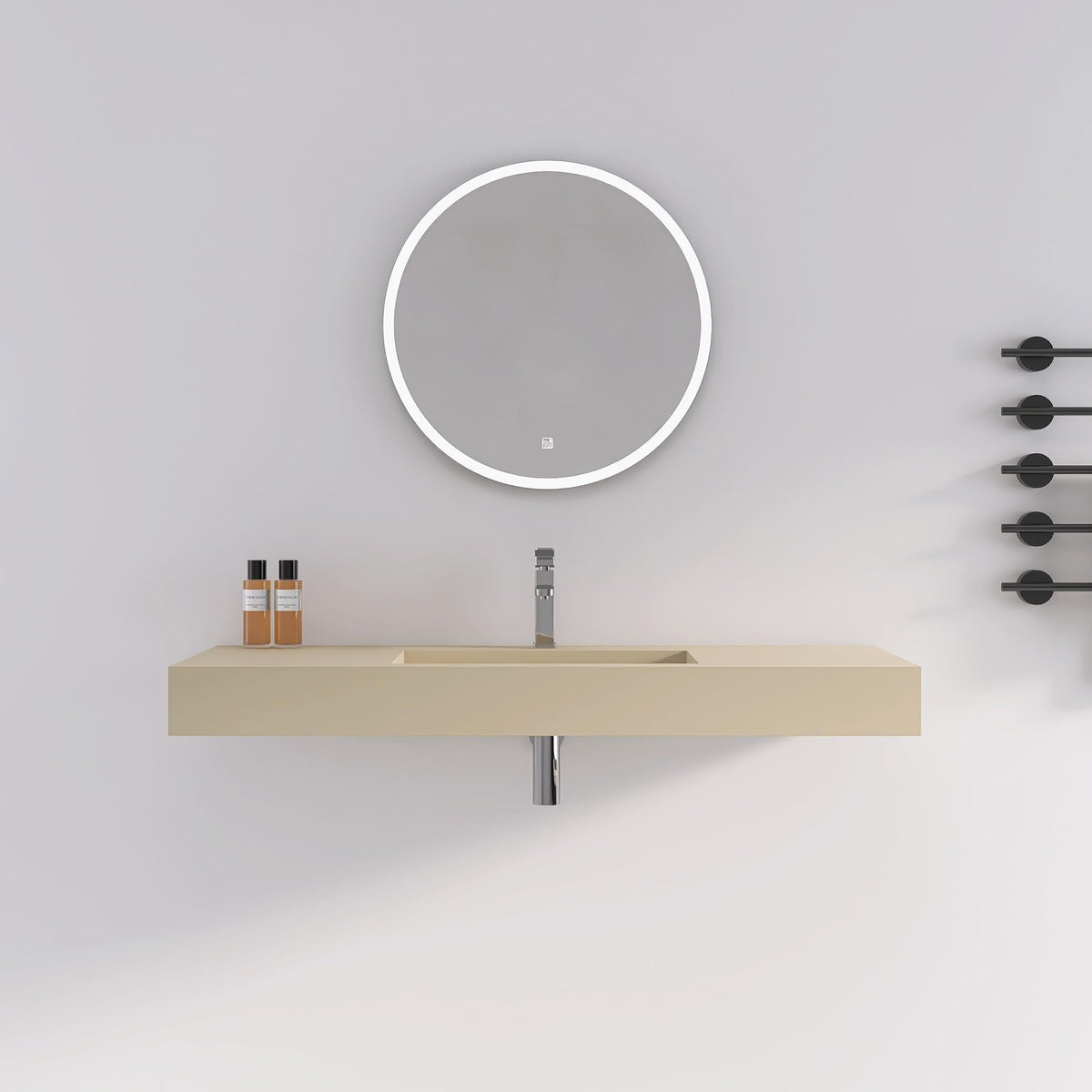 47" Wall Mount Sink, Artificial Stone Bathroom Sink, Single Hole