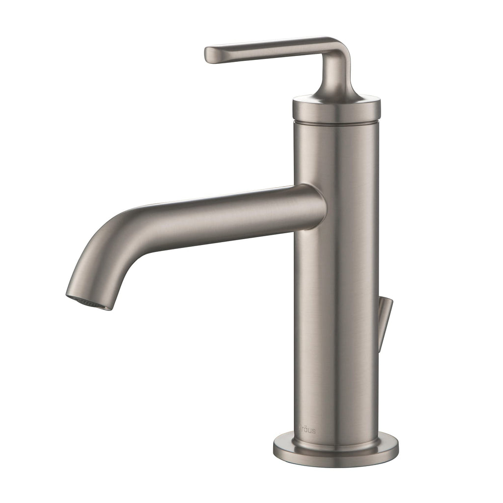 KRAUS Ramus Single Handle Vessel Sink Bathroom Faucet with Pop-Up Drain in Brushed Gold, KVF-1220BG