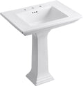 Kohler 2268-8-0 Memoirs Stately 30" pedestal bathroom sink with widespread faucet holes, White