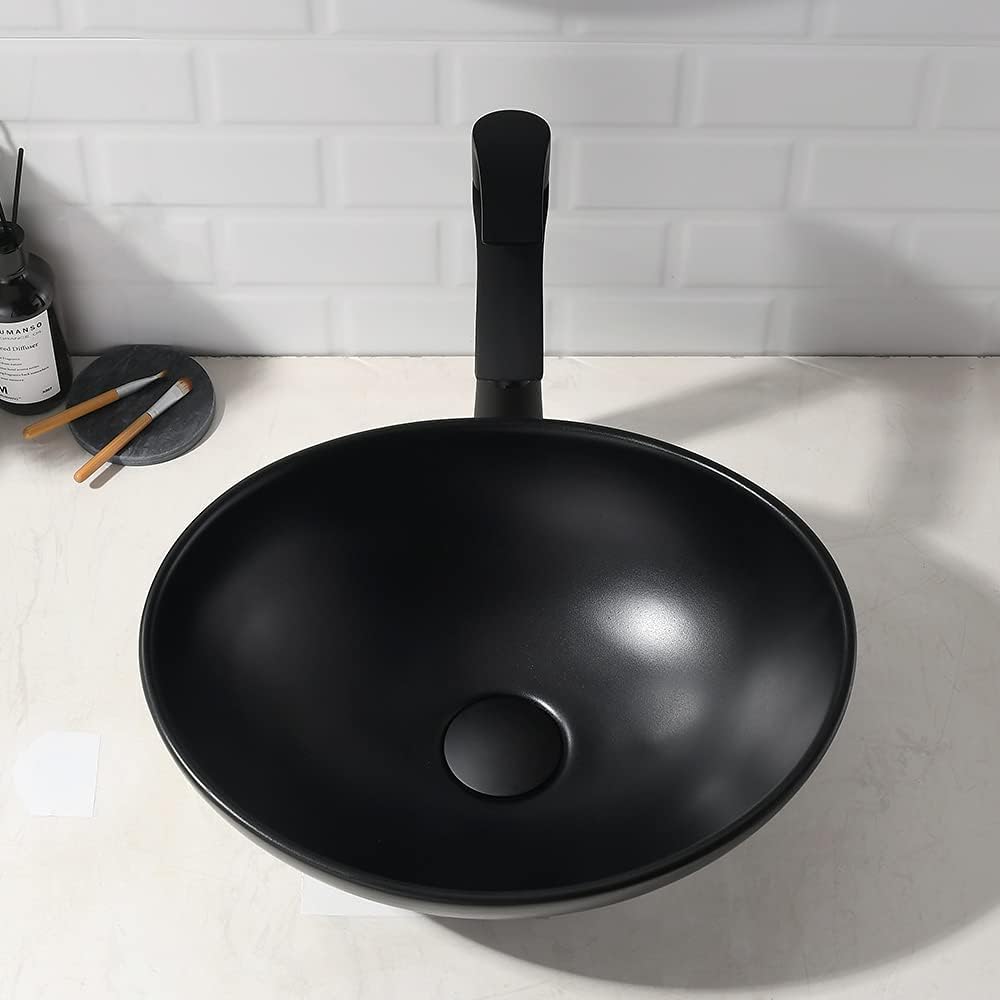 16x13 Matte Black Bathroom Sink Above Counter Vessel Sink