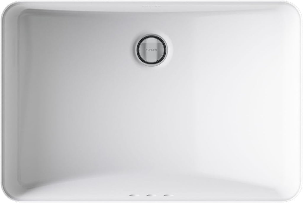 KOHLER 2214-0 Ladena Rectangular Undermount Bathroom Sink With Curved Bottom, 20-7/8" W X 14-3/8" L, White