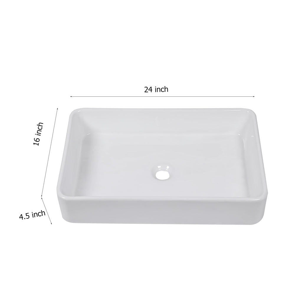 Mocoloo Bathroom Sink Undermount 22"x16" White Rectangle Porcelain Sink with Vertical Sides and Overflow Drain Under Counter Mount Ceramic Lavatory Vanity Sinks for Bathroom Interior Size 19 x 13