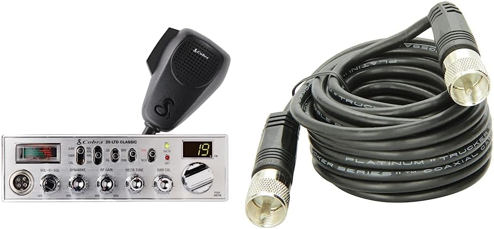 Cobra 29 LTD Professional CB Radio + 18' RG-58A/U Coaxial Cable With Pl-259 Connectors Bundle