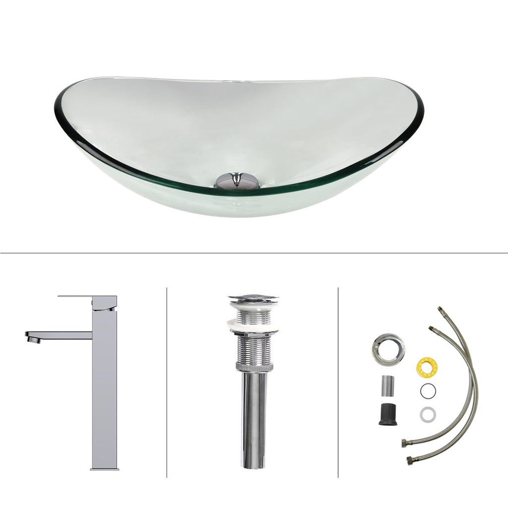 Bathroom Boat Shape Artistic Glass Vessel Sink, Gold