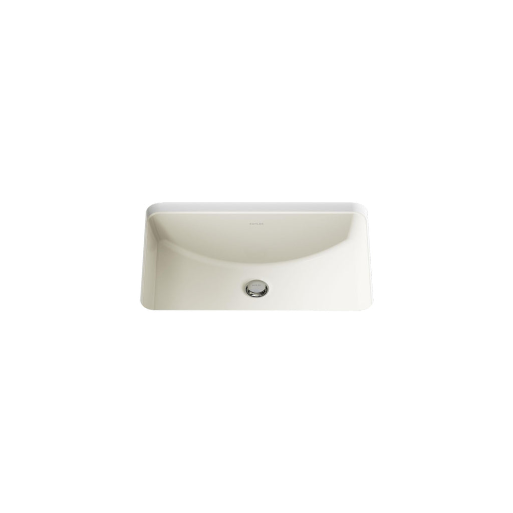 KOHLER 2214-0 Ladena Rectangular Undermount Bathroom Sink With Curved Bottom, 20-7/8" W X 14-3/8" L, White
