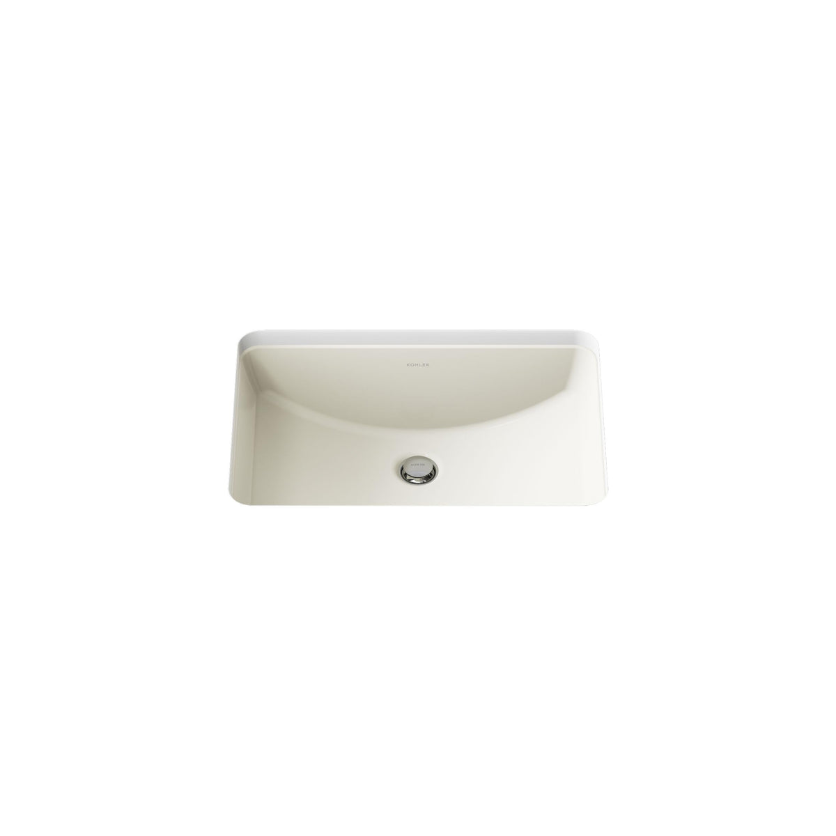 KOHLER 2214-0 Ladena Rectangular Undermount Bathroom Sink With Curved Bottom, 20-7/8" W X 14-3/8" L, White