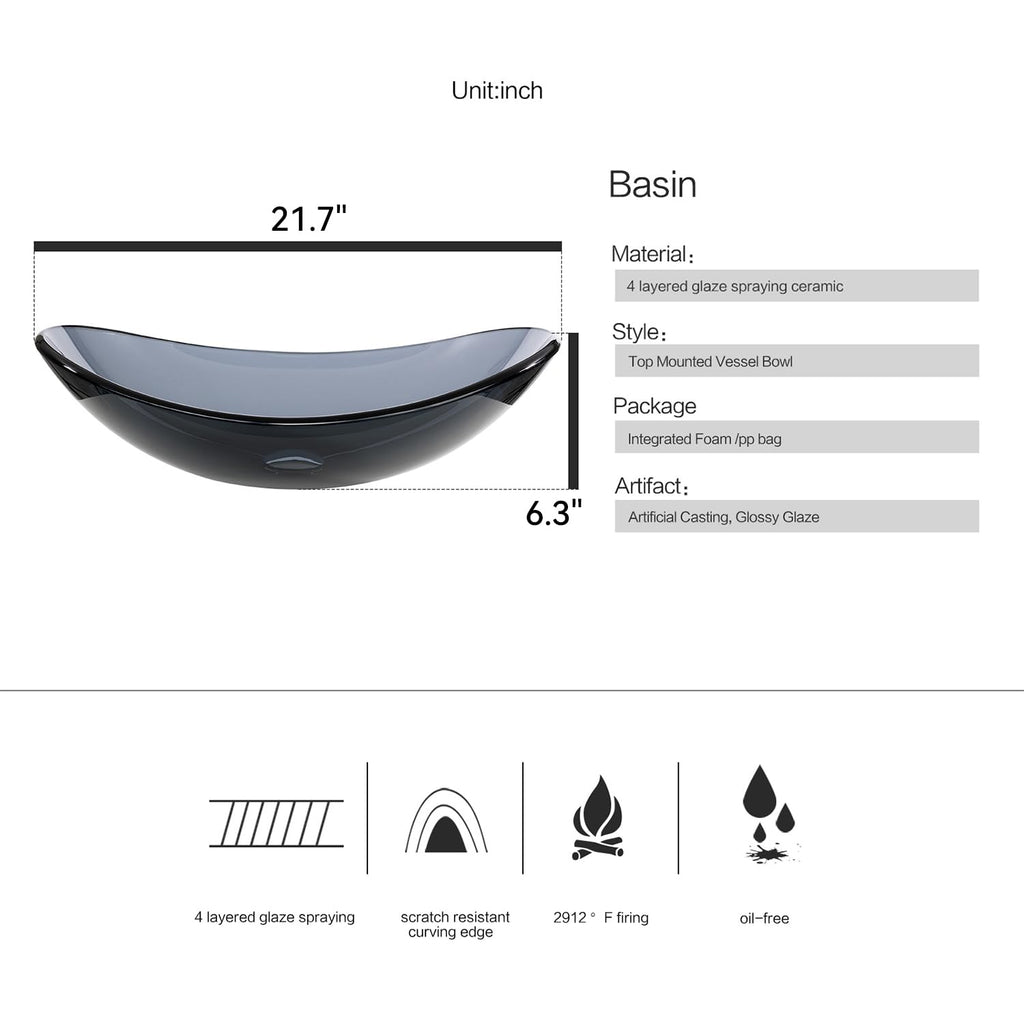 Bathroom Boat Shape Artistic Glass Vessel Sink, Gold