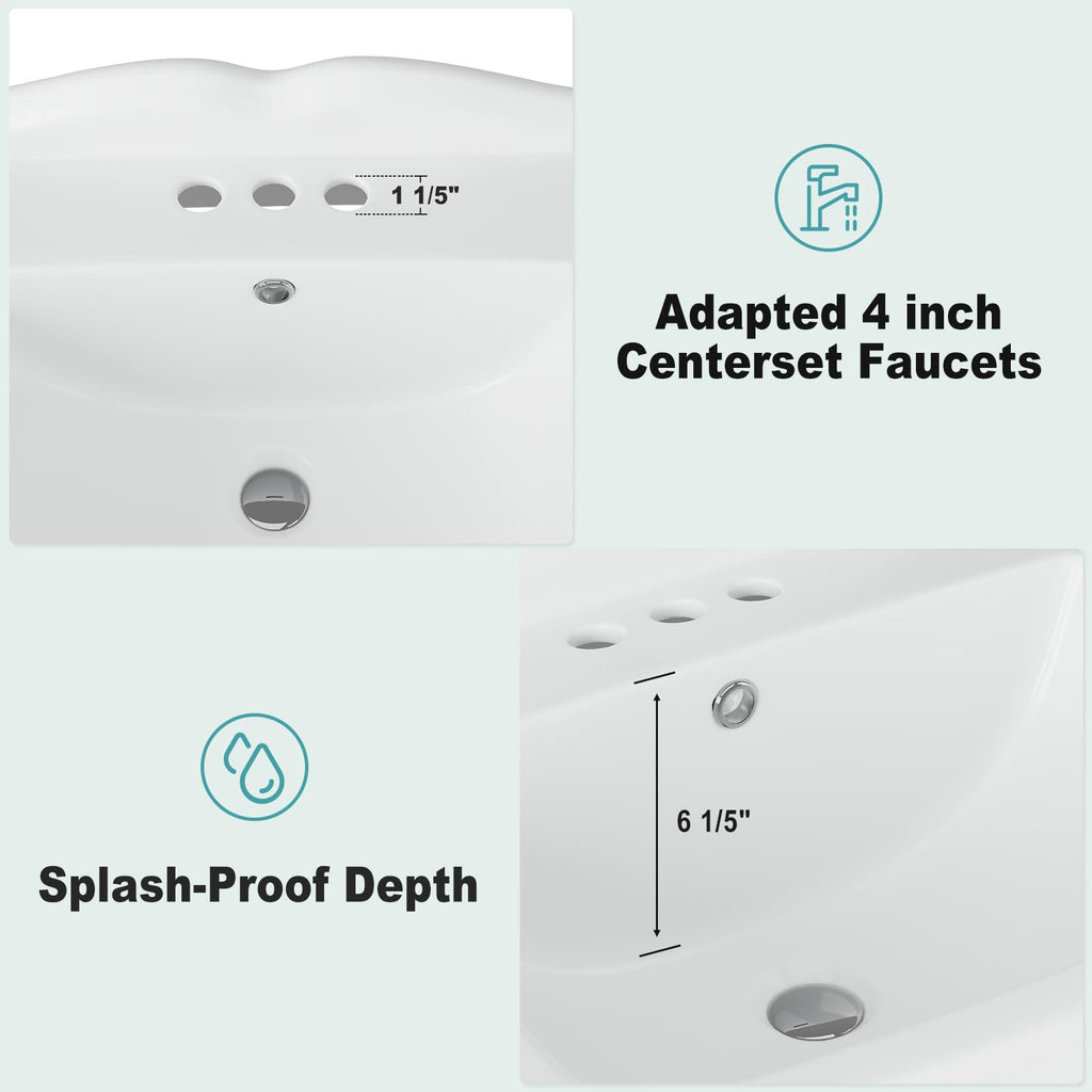 Garvee 20" W X 17" D W Bathroom Pedestal Sink, Pedestal Sink Combo