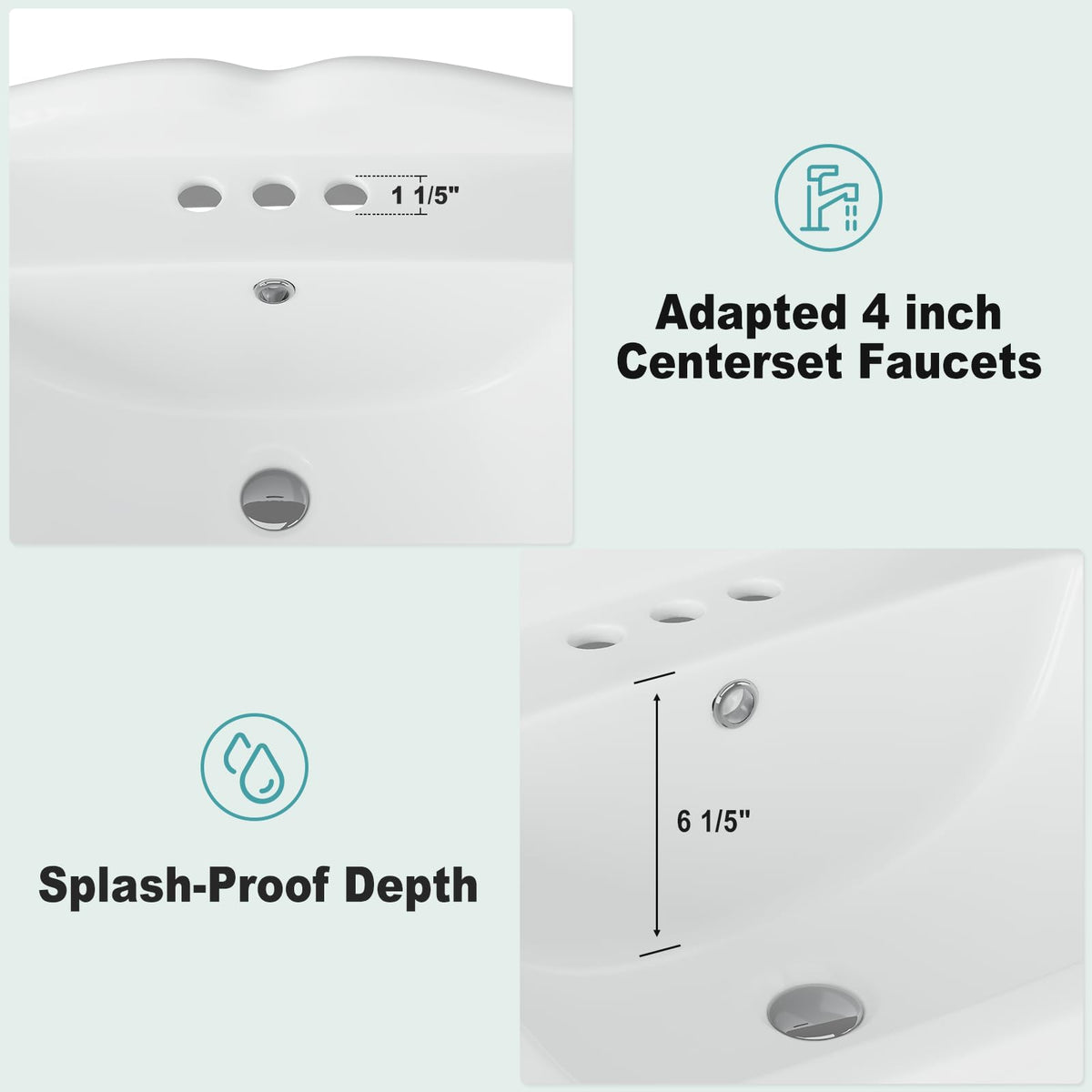 Garvee 20" W X 17" D W Bathroom Pedestal Sink, Pedestal Sink Combo