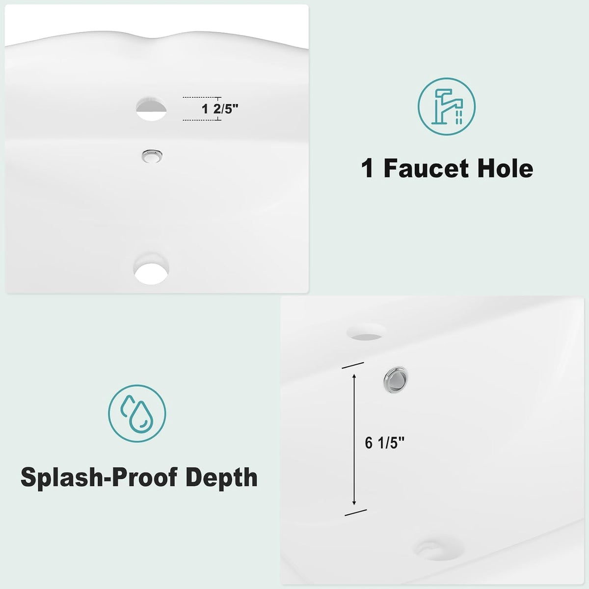Senfot Square Classic Pedestal Sink, Bathroom Pedestal Sink 19 X 23 Inch White Ceramic Pedestal Bathroom Sink Freestanding Ceramic Sink With Single Hole