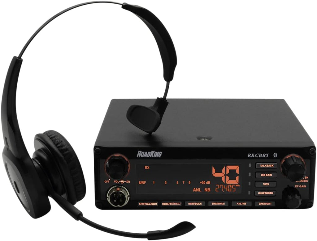 RoadKing RKCBBT Voice-Activated Hands-Free CB Radio with Bluetooth Headset and Microphone