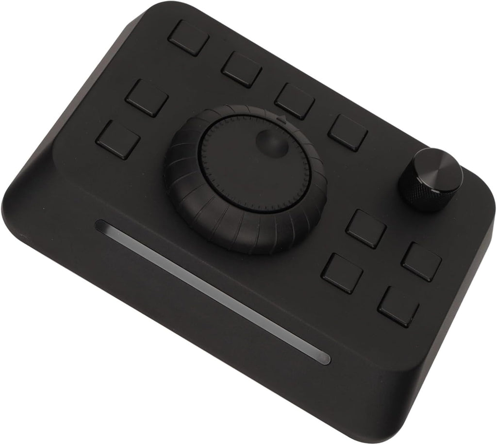 Video Editing Controller Console with 10 Custom Buttons, Aluminum Alloy, Plug and Play, Adjustable Light Bar, USB Control Compatible with Premiere, Final Cut, Edius