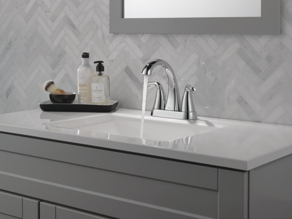Delta Arvo Centerset Bathroom Faucet, Brushed Nickel 2-Handle Bathroom Faucet, Delta Bathroom Sink Faucet, Brushed Nickel 3-Hole Bathroom Faucet, Spotshield Stainless 25840LF-SS