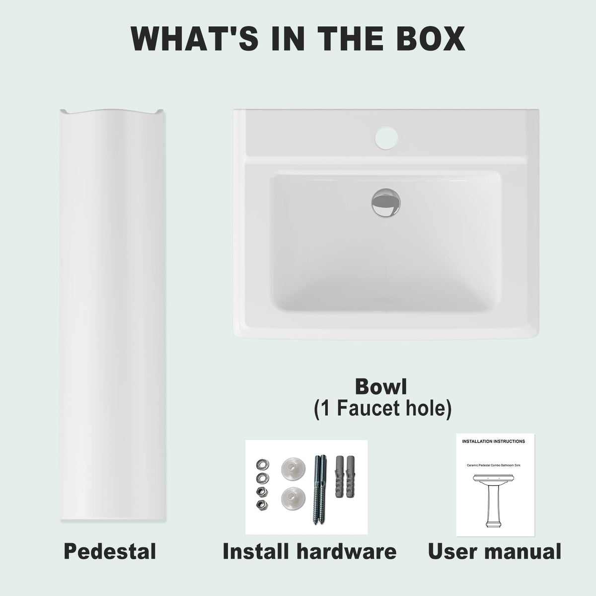 Garvee 20" W X 17" D W Bathroom Pedestal Sink, Pedestal Sink Combo