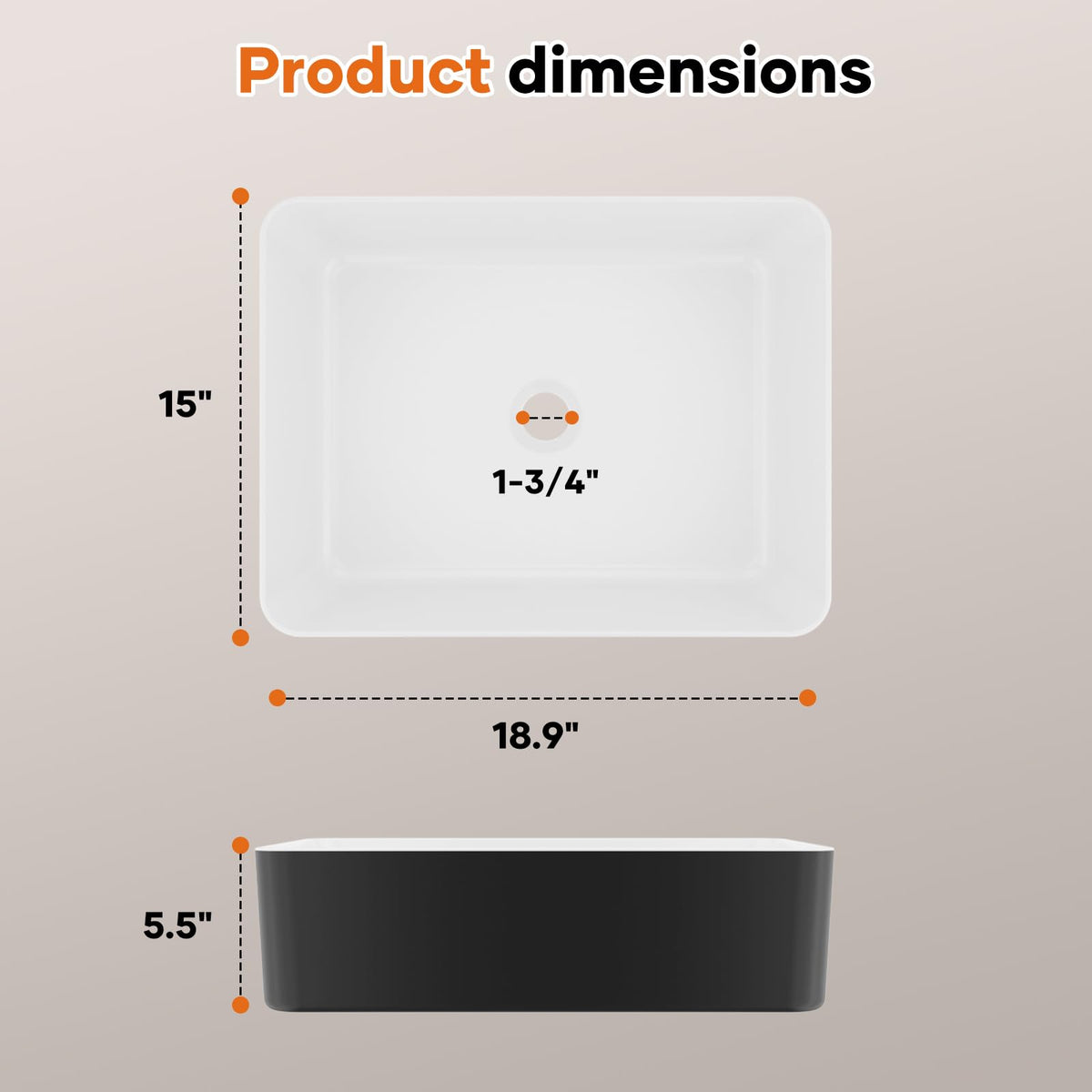 Ceramic Vessel Sink, Retro Round, 16.9" with Overflow