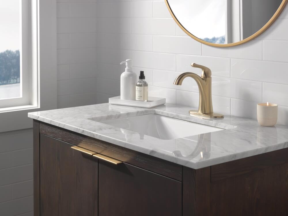 Delta Arvo Brushed Nickel Bathroom Faucet 1 Hole, Single Hole Bathroom Sink Faucet for Vanity, Push-Pop Drain Assembly, Spotshield Stainless 15840LF-SP