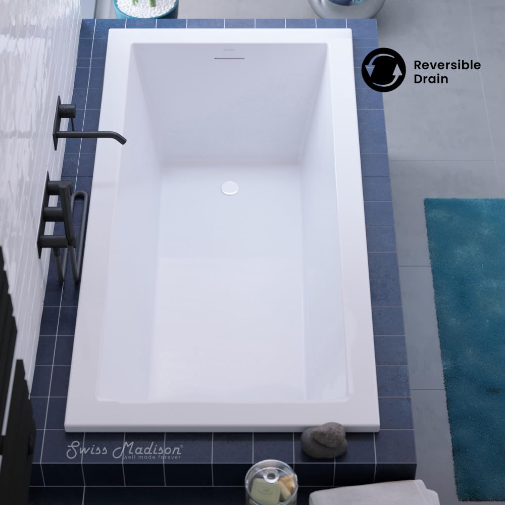 Swiss Madison Voltaire 66" x 36" Reversible Drain Drop-In Bathtub