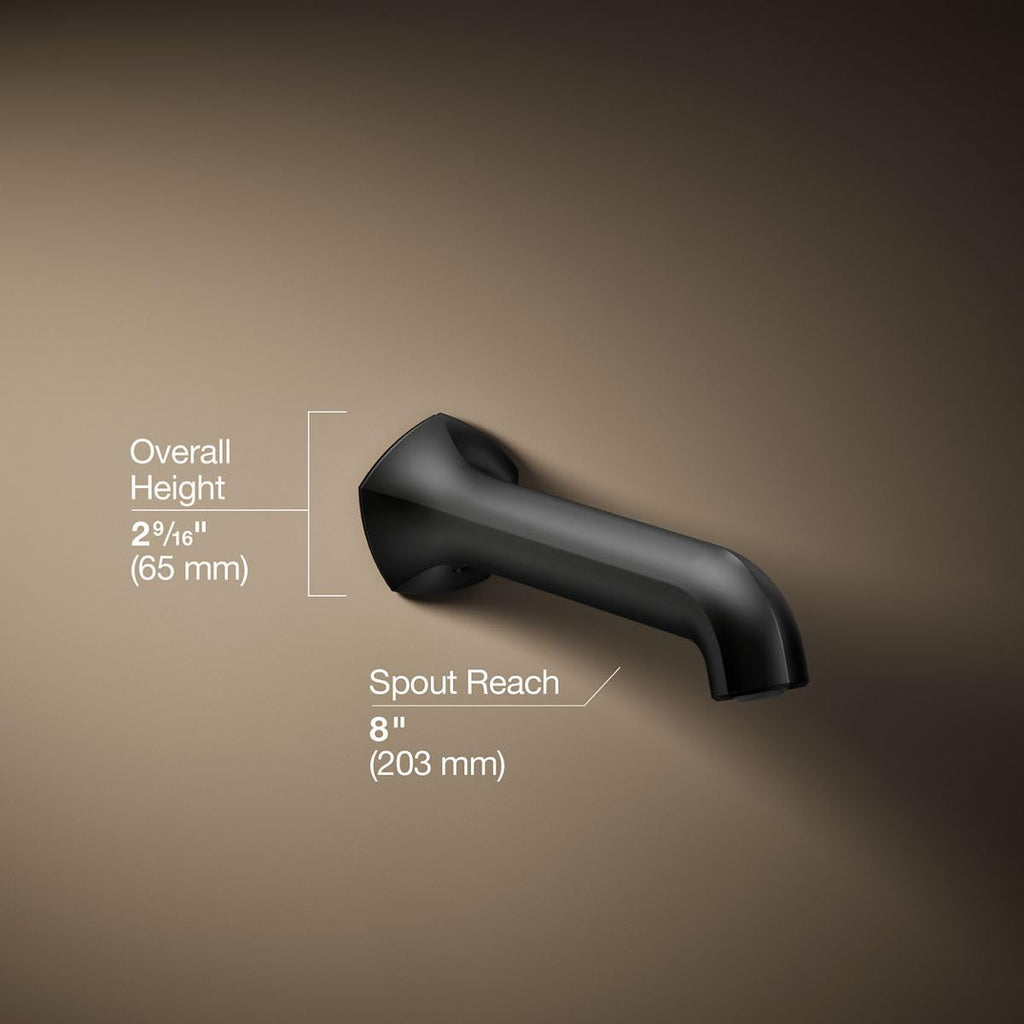 KOHLER 27115-2MB Occasion Wall-Mount 12" Bath Spout, Nondiverter Bathtub Spout with Slip-Fit Connection, Vibrant Brushed Moderne Brass