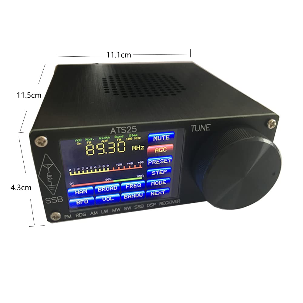 Upgraded ATS-25 Max All Full Bands SI4732 Receiver Portable 2.4 inch FM AM LSB USB LW SSB Shortwave Color Touching Screen Aluminum Alloy 3000Mah Battery Big Speaker Nice Sound