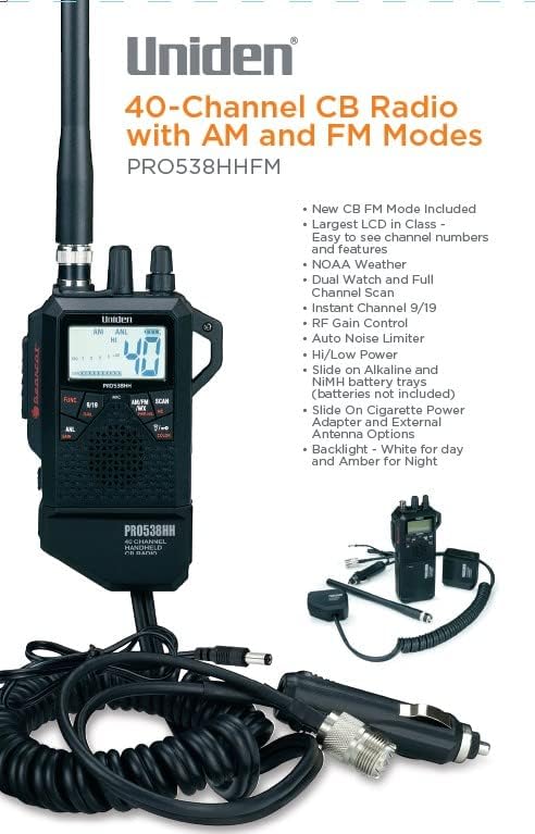 Uniden PRO538HHFM, â2 in 1â Dual Handheld/Mobile Emergency CB Radio with New FM Mode, Full 40 Channels, NOAA Weather Alerts, and Selectable 4-Watts HI/1-Watt Low Output Power.