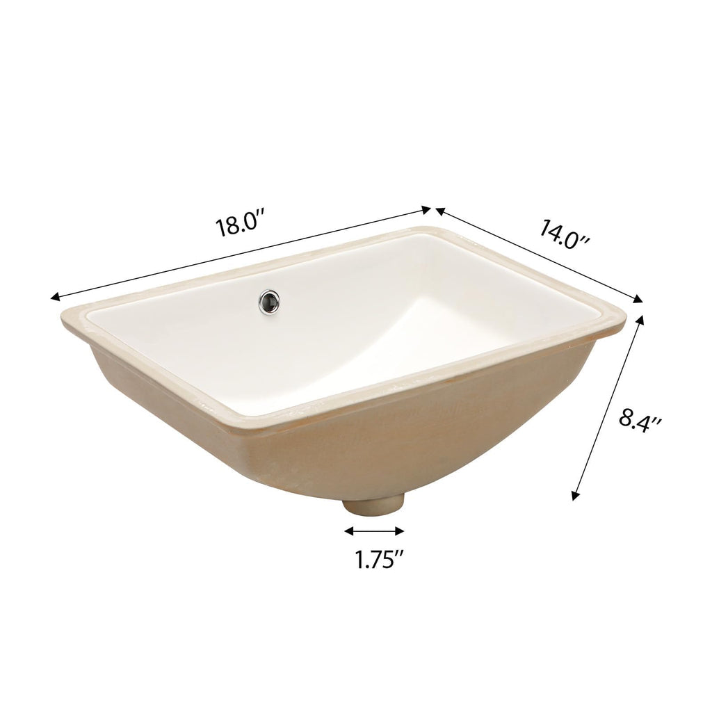 17 Inch Undermount Bathroom Sink Rectangle White