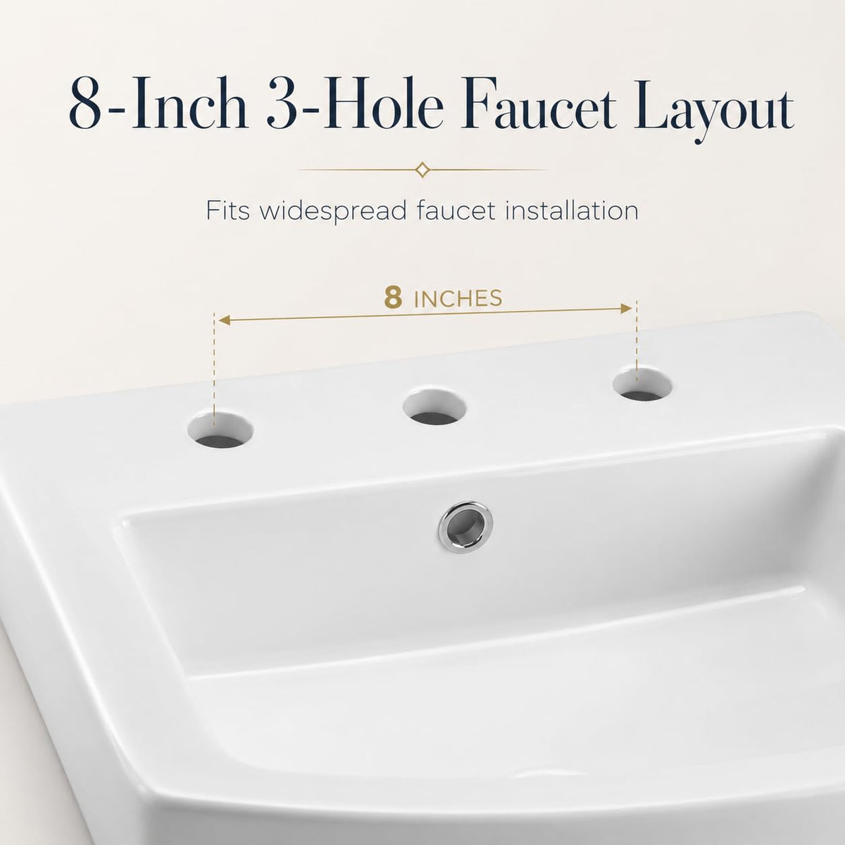 Garvee White Ceramic Pedestal Bathroom Sink, Single Hole Freestanding Basin