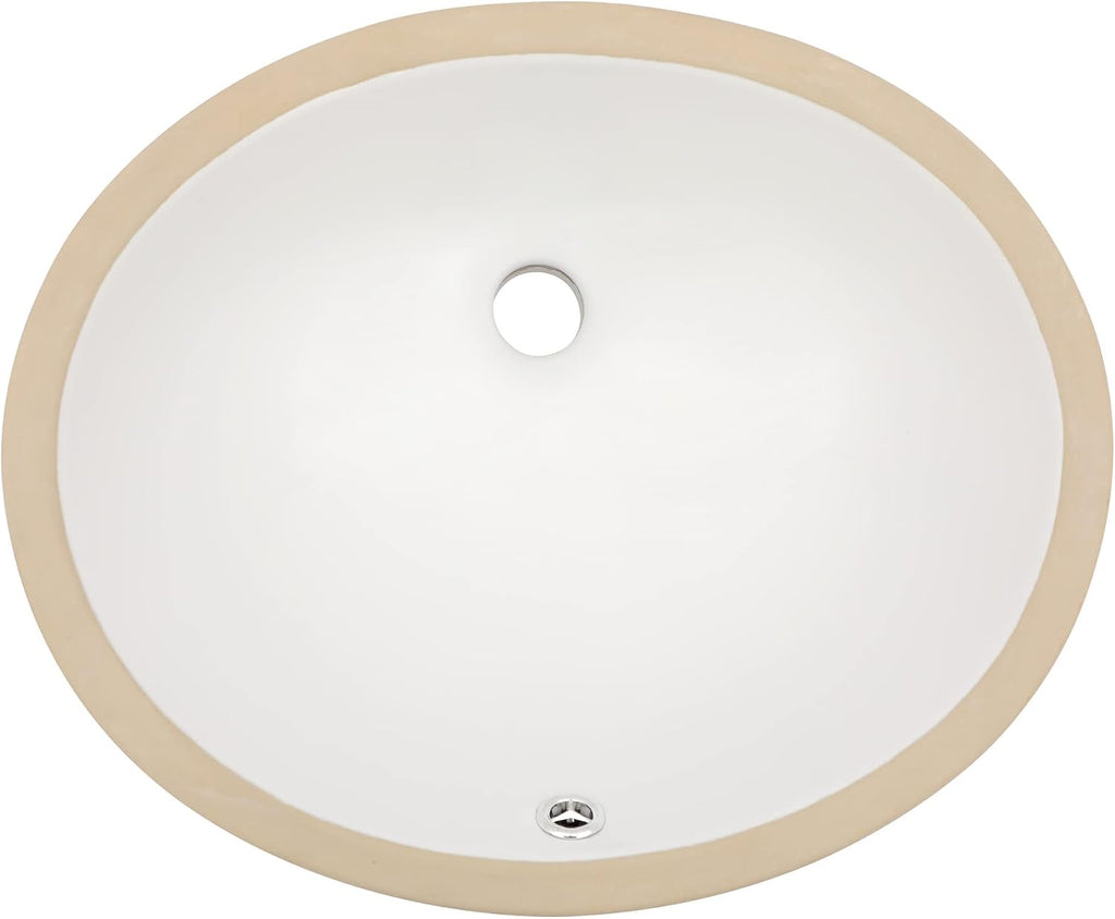 Undermount Bathroom Sink Oval - Dcolora 18"x15" White Porcelain Ceramic Oval Vessel Sink Under Counter Lavatory Vanity Bath Sink Bowl Basin With Overflow