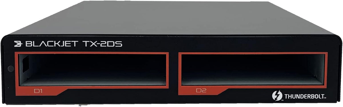 Blackjet TX-2DS Thunderbolt 3 Cinema Dock System â 2-Bay Modular Media & NVMe Workflow Dock for Pro Video Editing, DIT, and Studio Production â Thunderbolt 4 / USB4 Compatible â Apple Mac & Windows