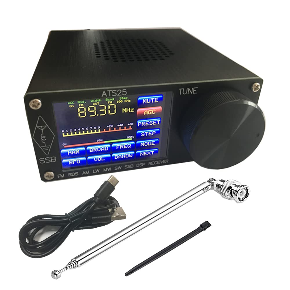 Upgraded ATS-25 Max All Full Bands SI4732 Receiver Portable 2.4 inch FM AM LSB USB LW SSB Shortwave Color Touching Screen Aluminum Alloy 3000Mah Battery Big Speaker Nice Sound