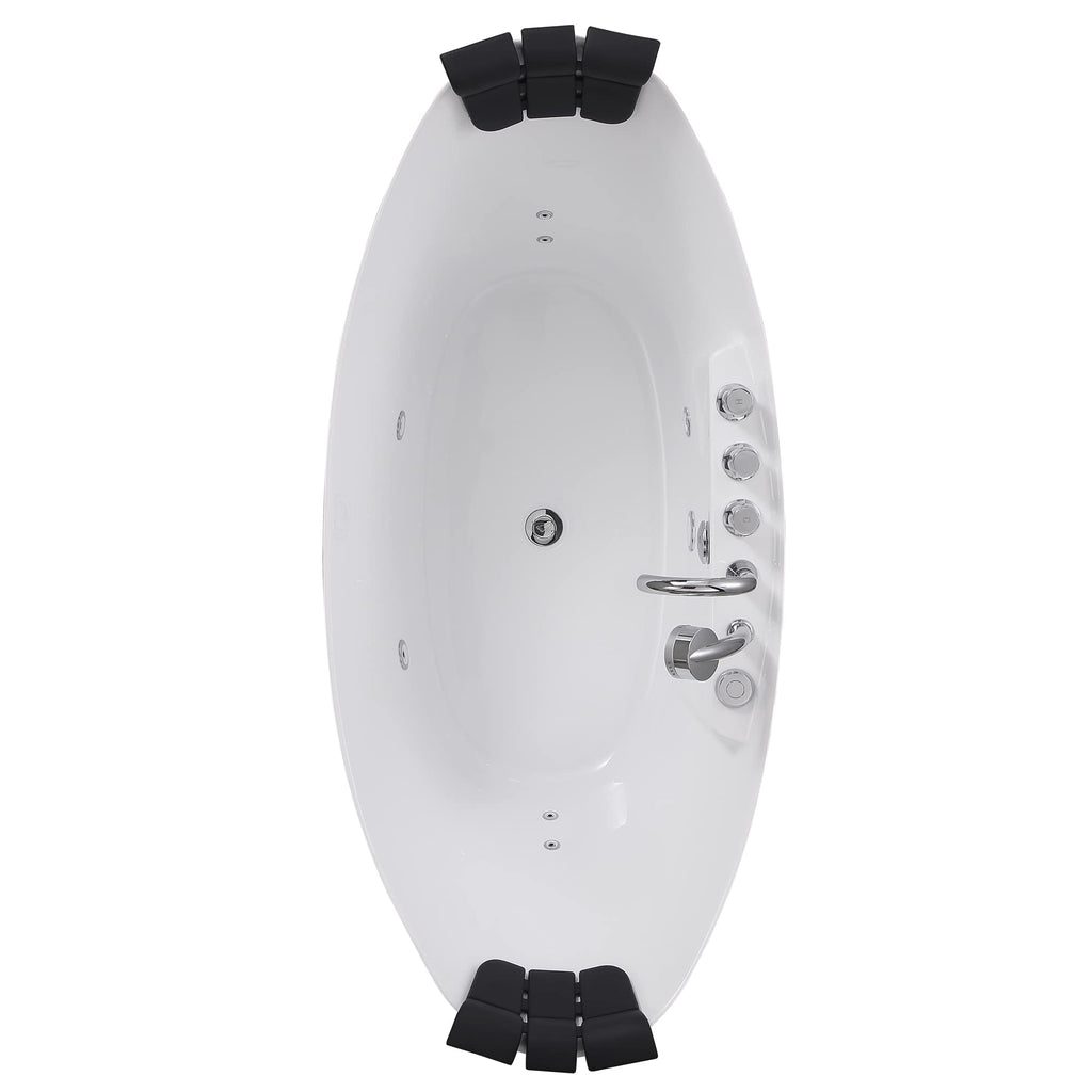Empava 59" Corner Jetted Bathtub - 2 Person Whirlpool Tub with Heater