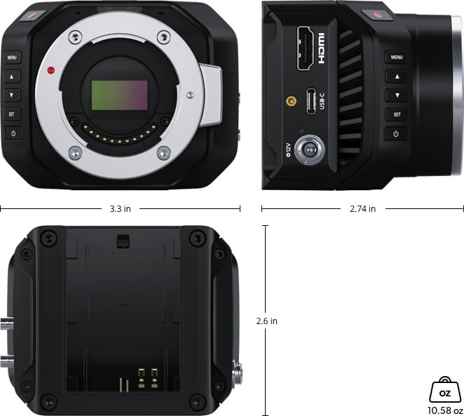 Blackmagic Design Micro Studio Camera 4K G2 Live Production Camera Bundle with 10ft HDMI 2.0 Cable, 6ft USB-C Cable, and 5-Pack of Solid Signal Cable Ties (CINSTUDMFT/UHD/MRG2)