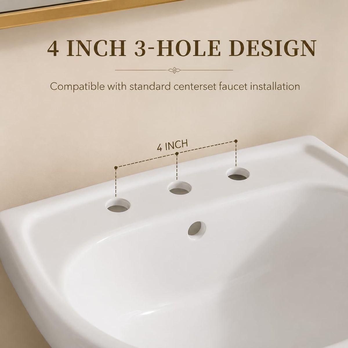 Garvee White Ceramic Pedestal Bathroom Sink, Single Hole Freestanding Basin
