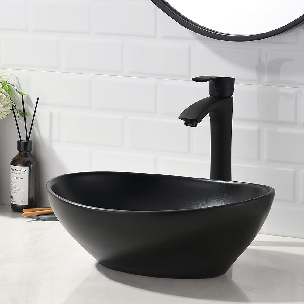 16x13 Matte Black Bathroom Sink Above Counter Vessel Sink