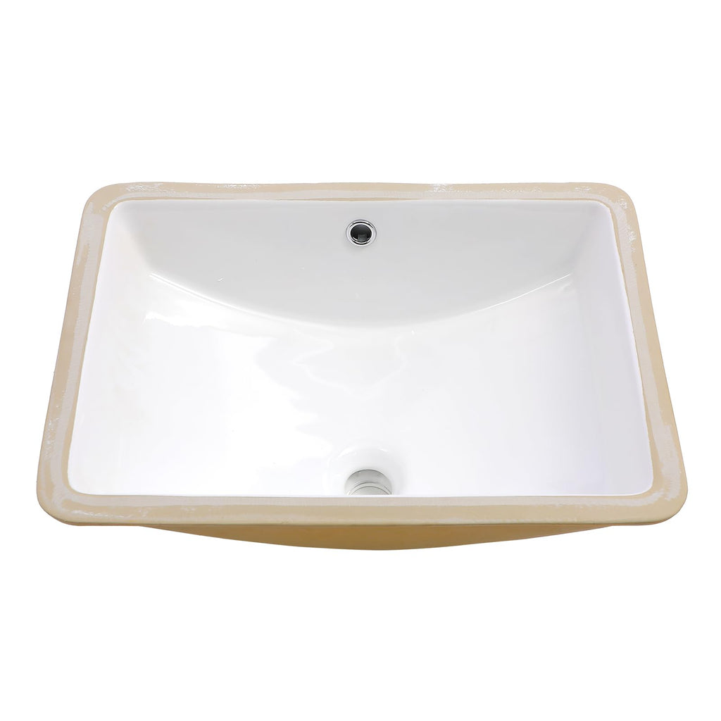 Mocoloo Bathroom Sink Undermount 22"x16" White Rectangle Porcelain Sink with Vertical Sides and Overflow Drain Under Counter Mount Ceramic Lavatory Vanity Sinks for Bathroom Interior Size 19 x 13