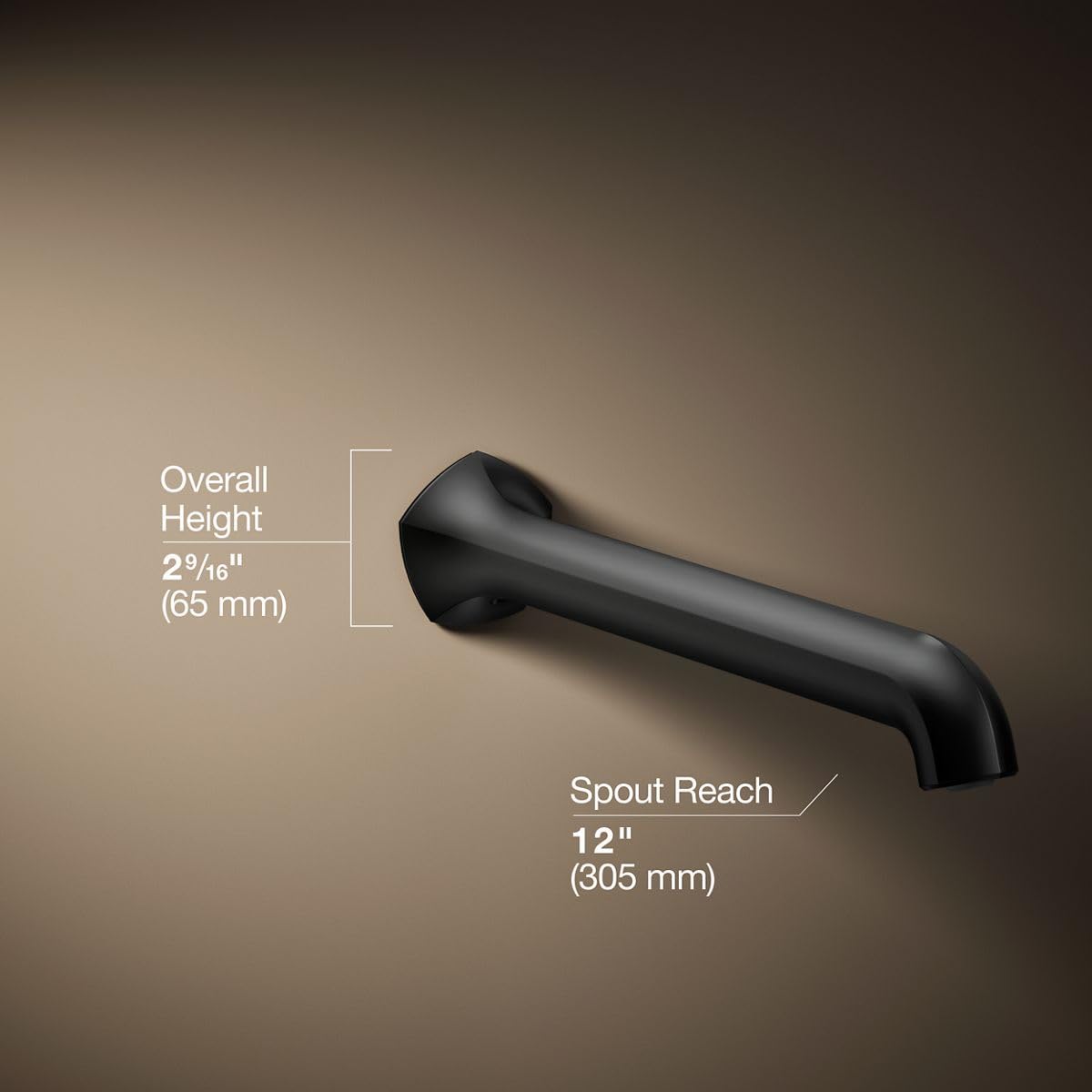 KOHLER 27115-2MB Occasion Wall-Mount 12" Bath Spout, Nondiverter Bathtub Spout with Slip-Fit Connection, Vibrant Brushed Moderne Brass