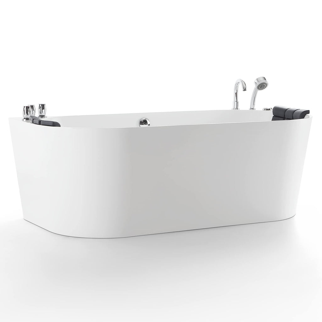 Empava 59 in. Acrylic Freestanding Tub Hydromassage Gracefully Oval Shaped