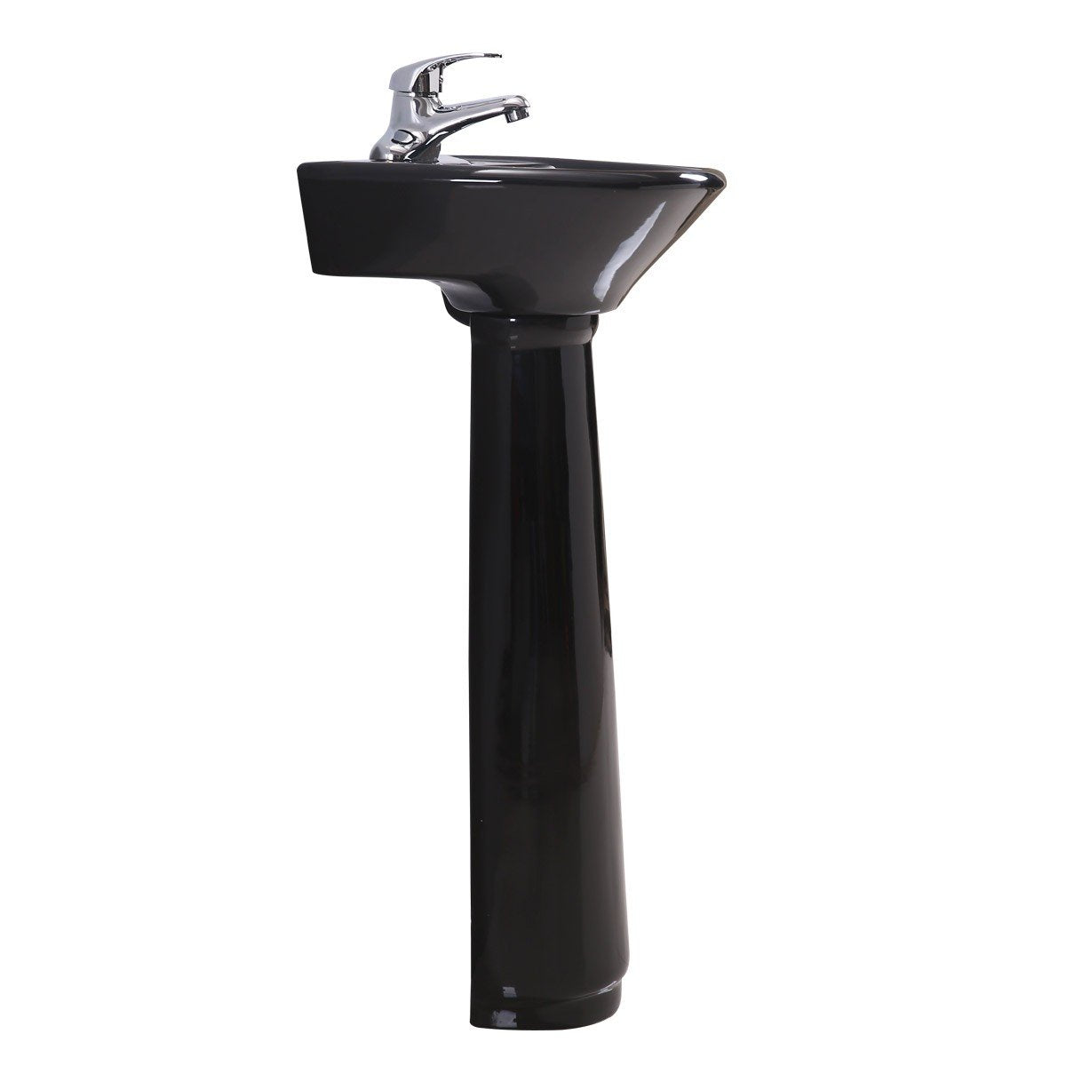 Renovators Supply Manufacturing Ondine Space Saving 16" W x 33" H x 14.5" Proj. Small Bathroom Pedestal Sink, Vitreous China, with Overflow, Compatible with 4 in. Centerset Faucets