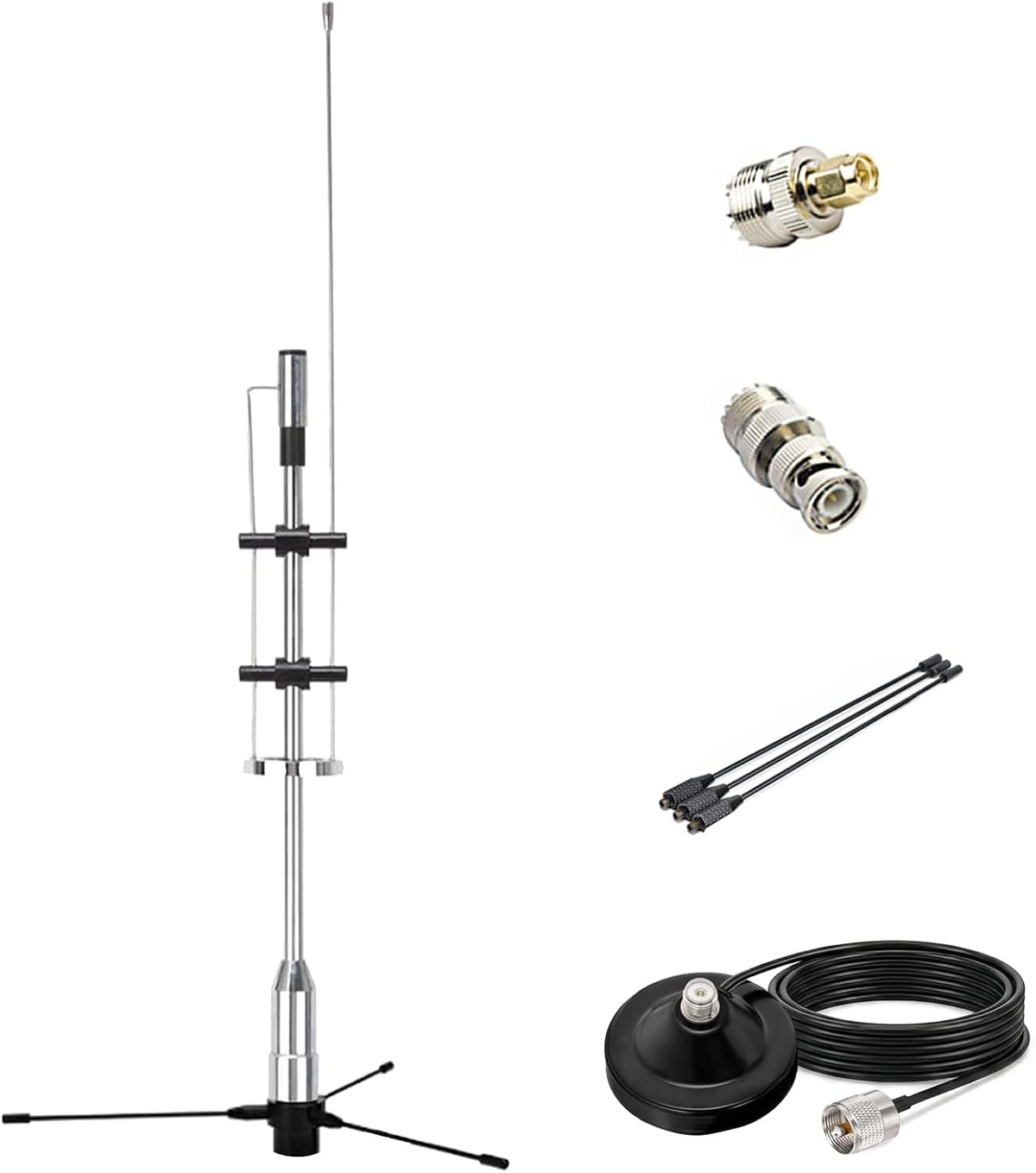 Outdoor Indoor Police Scanner Antenna, 25-3000mhz, VHF/UHF GMRS Desktop Scanner Antenna for House with 16.4ft Cable BNC/SMA/SO239/ VHF UHF Ground Plane, for SDR/ADSB Flightaware