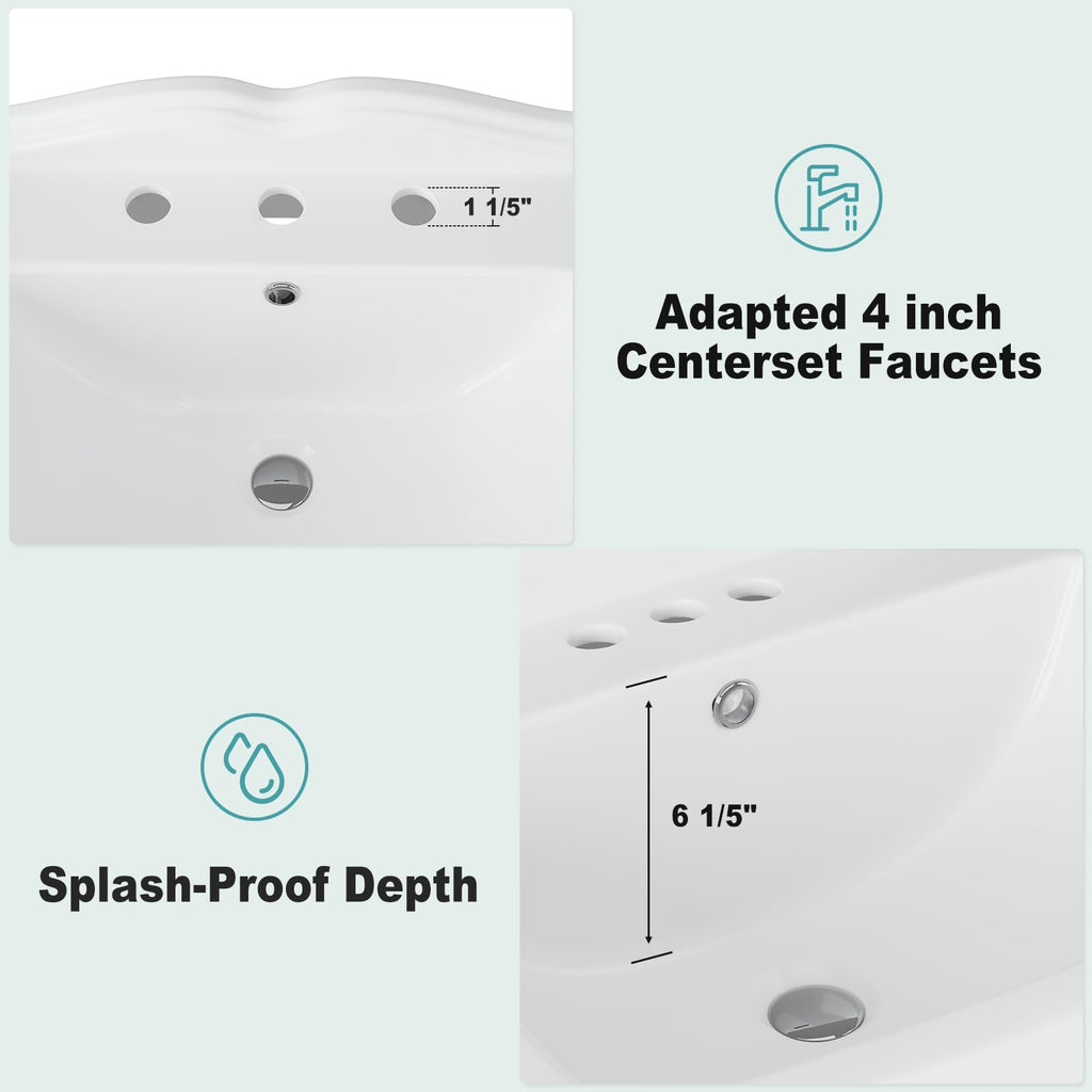 Garvee 20" W X 17" D W Bathroom Pedestal Sink, Pedestal Sink Combo
