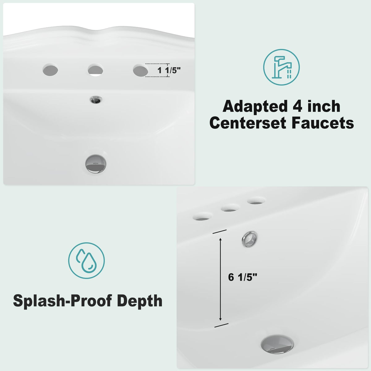 Garvee 20" W X 17" D W Bathroom Pedestal Sink, Pedestal Sink Combo