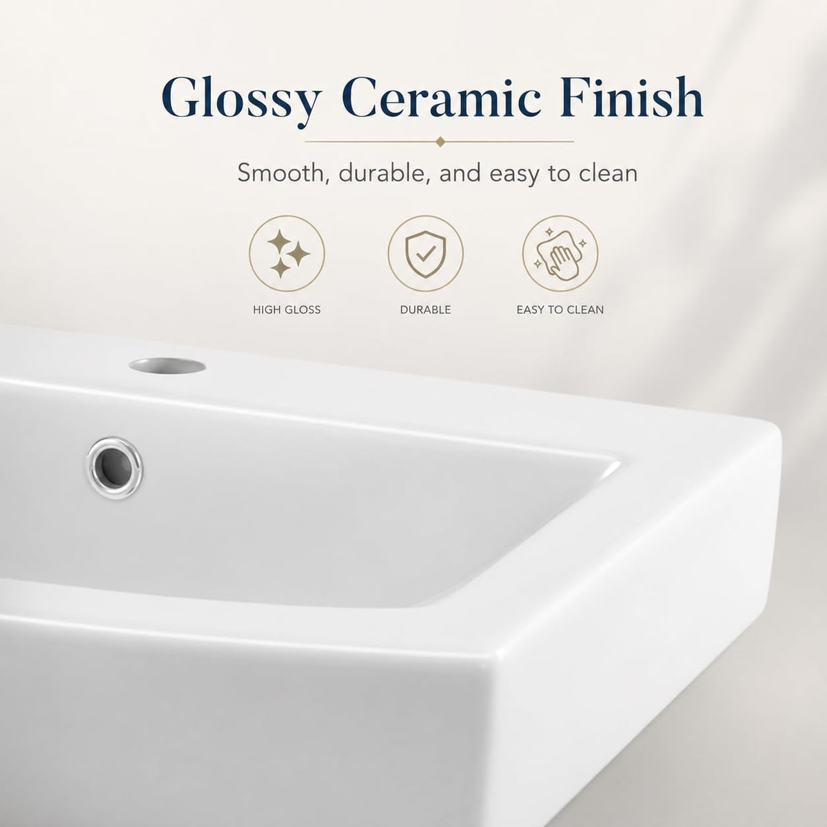 Garvee White Ceramic Pedestal Bathroom Sink, Single Hole Freestanding Basin