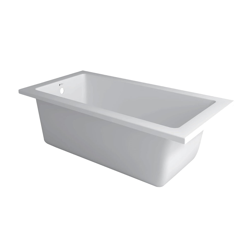 Fine Fixtures Drop In White Soaking Bathtub, Fiberglass Acrylic Material, 60"L x 32"W x 19"H
