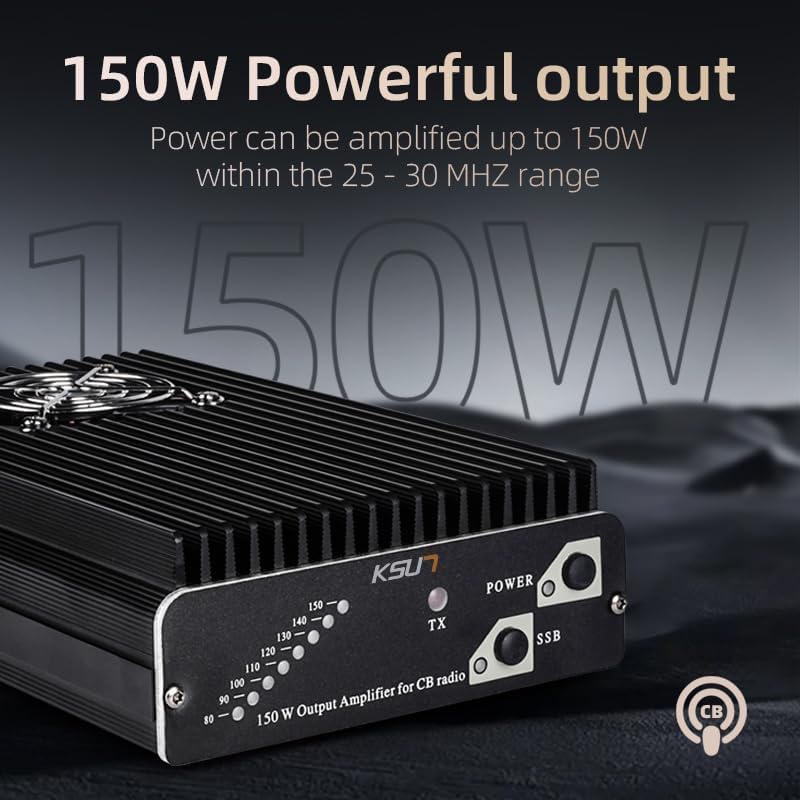 KSUN Output Power for CB Radio, Black, with SSB Mode and TX Indicator CB-P150