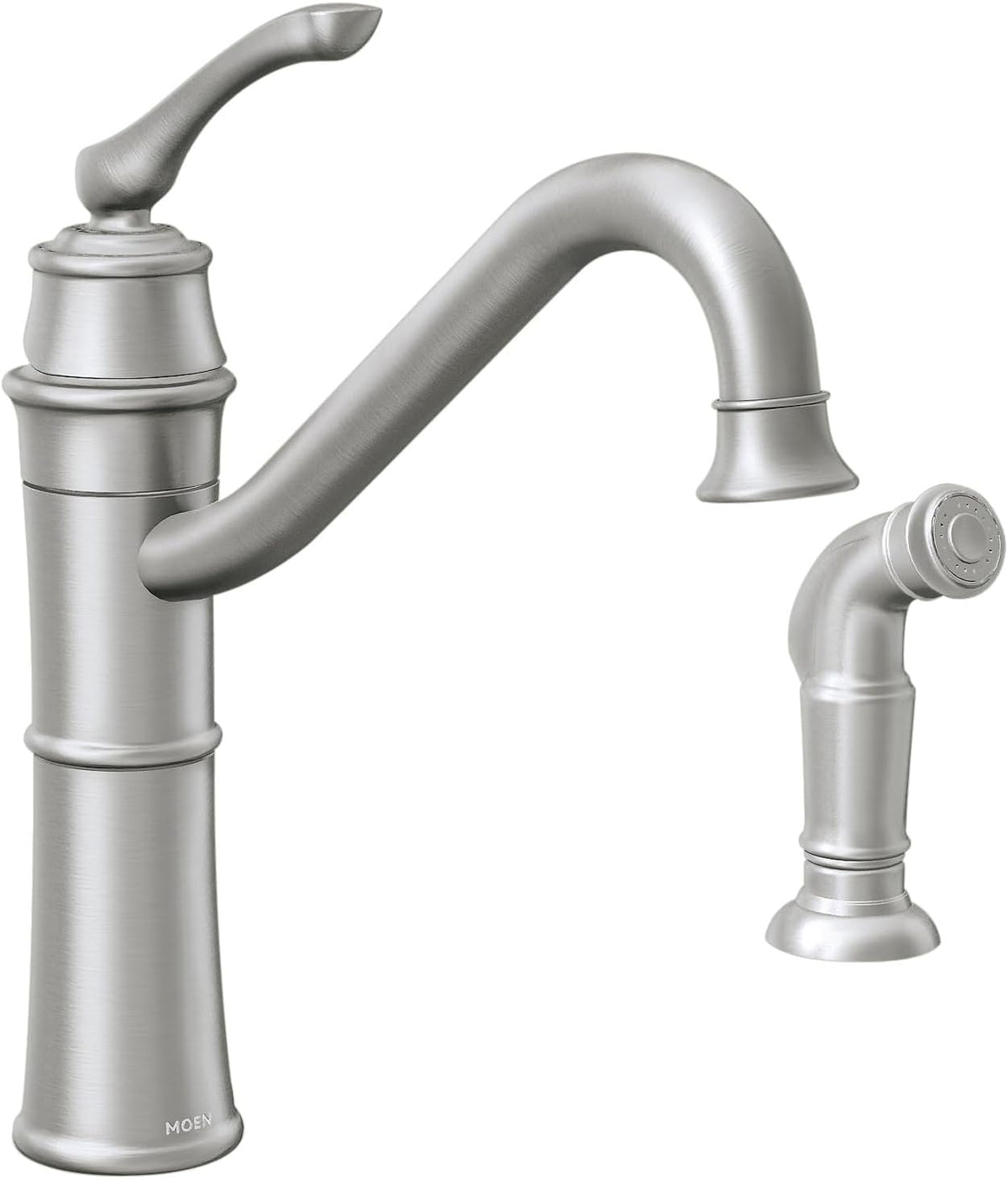 Moen Wetherly Spot Resist Stainless High-Arc Kitchen Faucet with Side Spray, 87999SRS