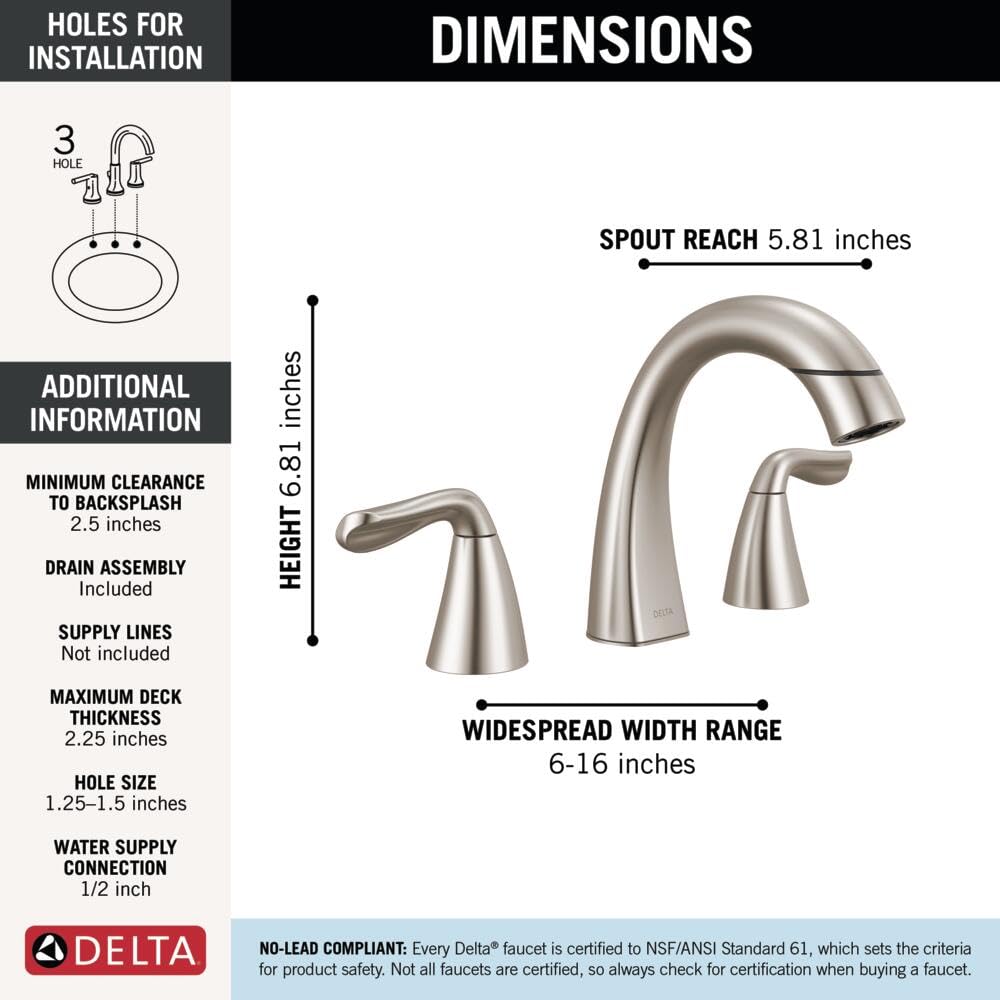 Delta Arvo Brushed Gold Faucet 3 Hole, 8 Inch Widespread Bathroom Sink Faucet for Vanity, Push-Pop Drain Assembly, Champagne Bronze 35840LF-CZ