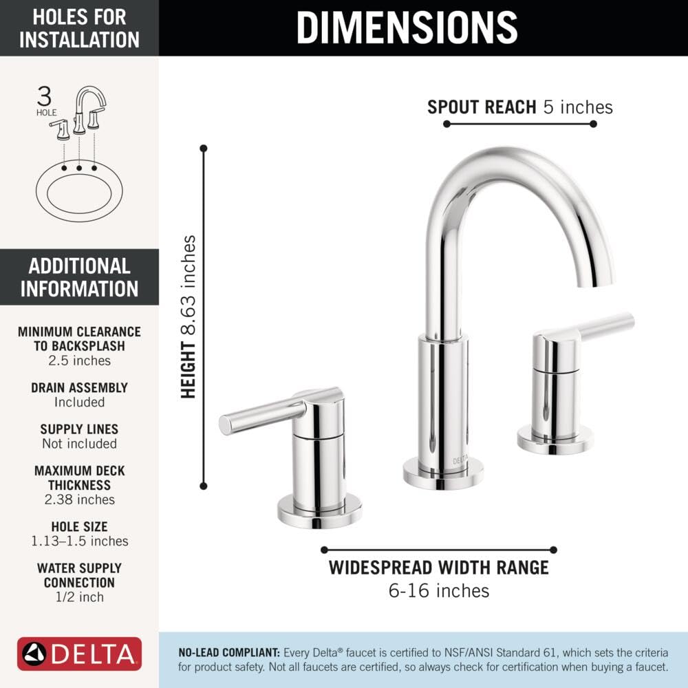 Delta Nicoli Brushed Gold Faucet 3 Hole, 8 Inch Widespread Bathroom Sink Faucet for Vanity, Push-Pop Drain Assembly, Champagne Bronze 35749LF-CZ