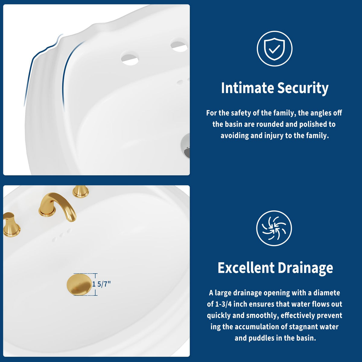 Garvee 20" W X 17" D W Bathroom Pedestal Sink, Pedestal Sink Combo