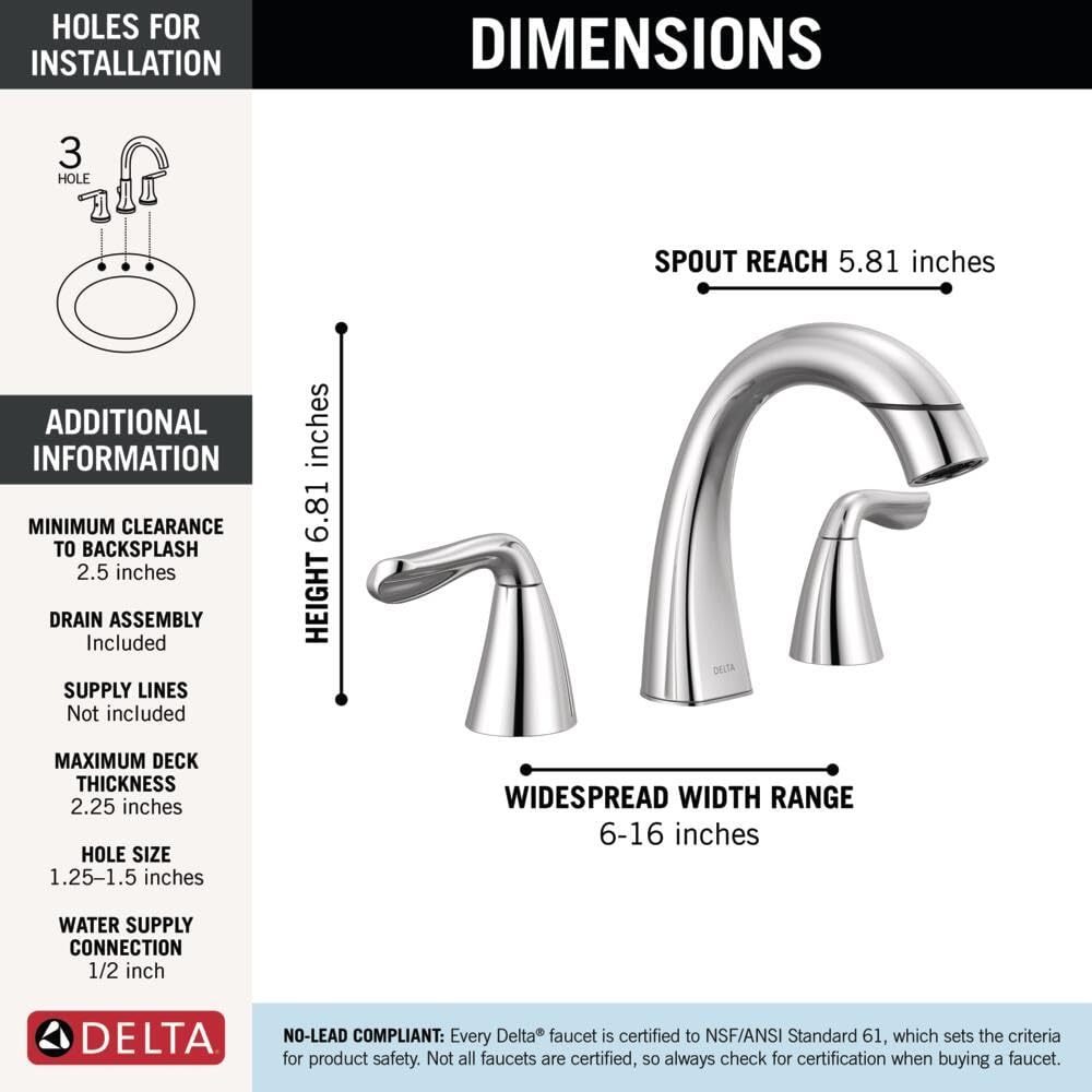 Delta Arvo Brushed Gold Faucet 3 Hole, 8 Inch Widespread Bathroom Sink Faucet for Vanity, Push-Pop Drain Assembly, Champagne Bronze 35840LF-CZ