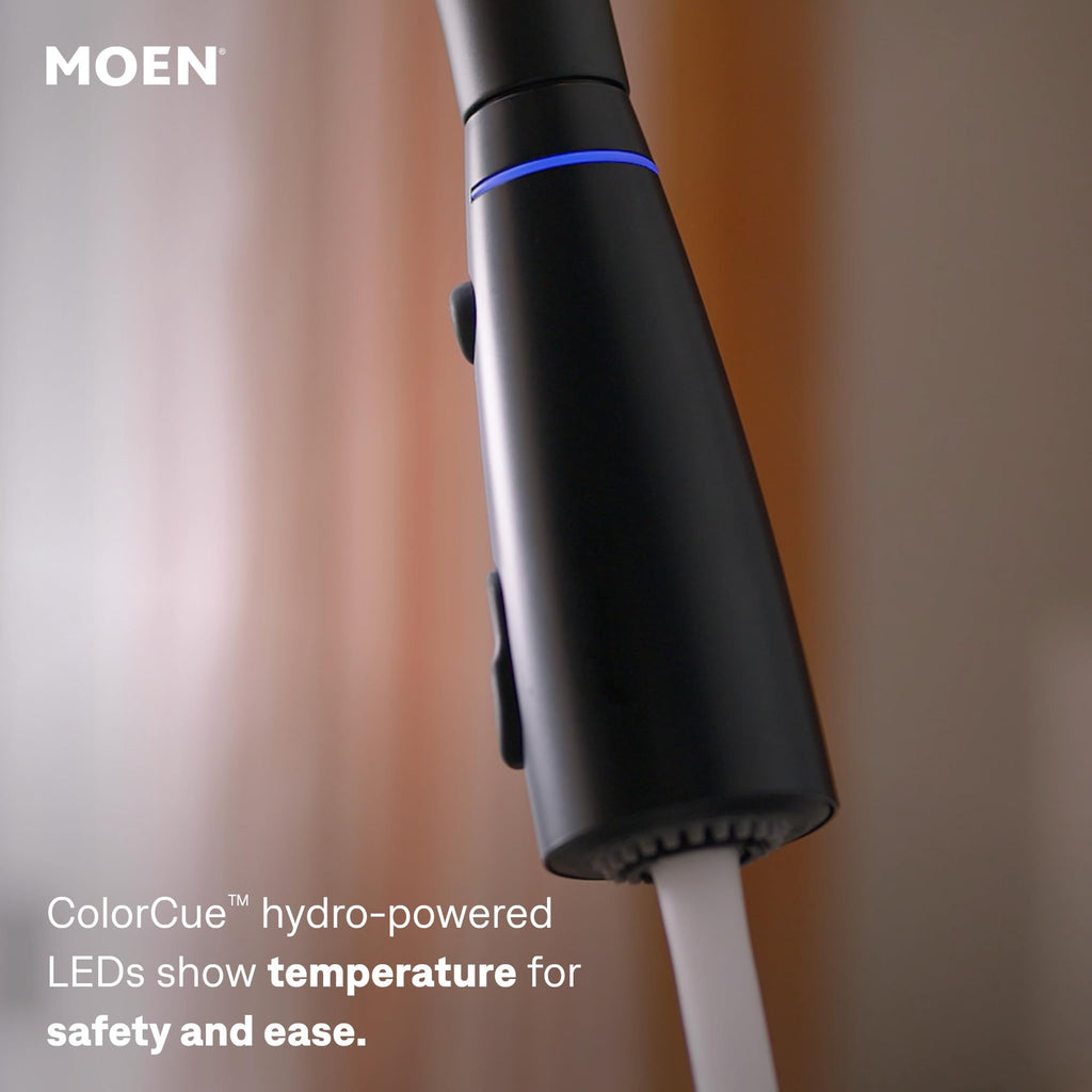 Moen Haelyn Spot Resist Stainless Single-Handle Pull-Down Sprayer Kitchen Faucet Featuring Power Boost for a Faster Clean, Soap Dispenser Included, 87627SRS